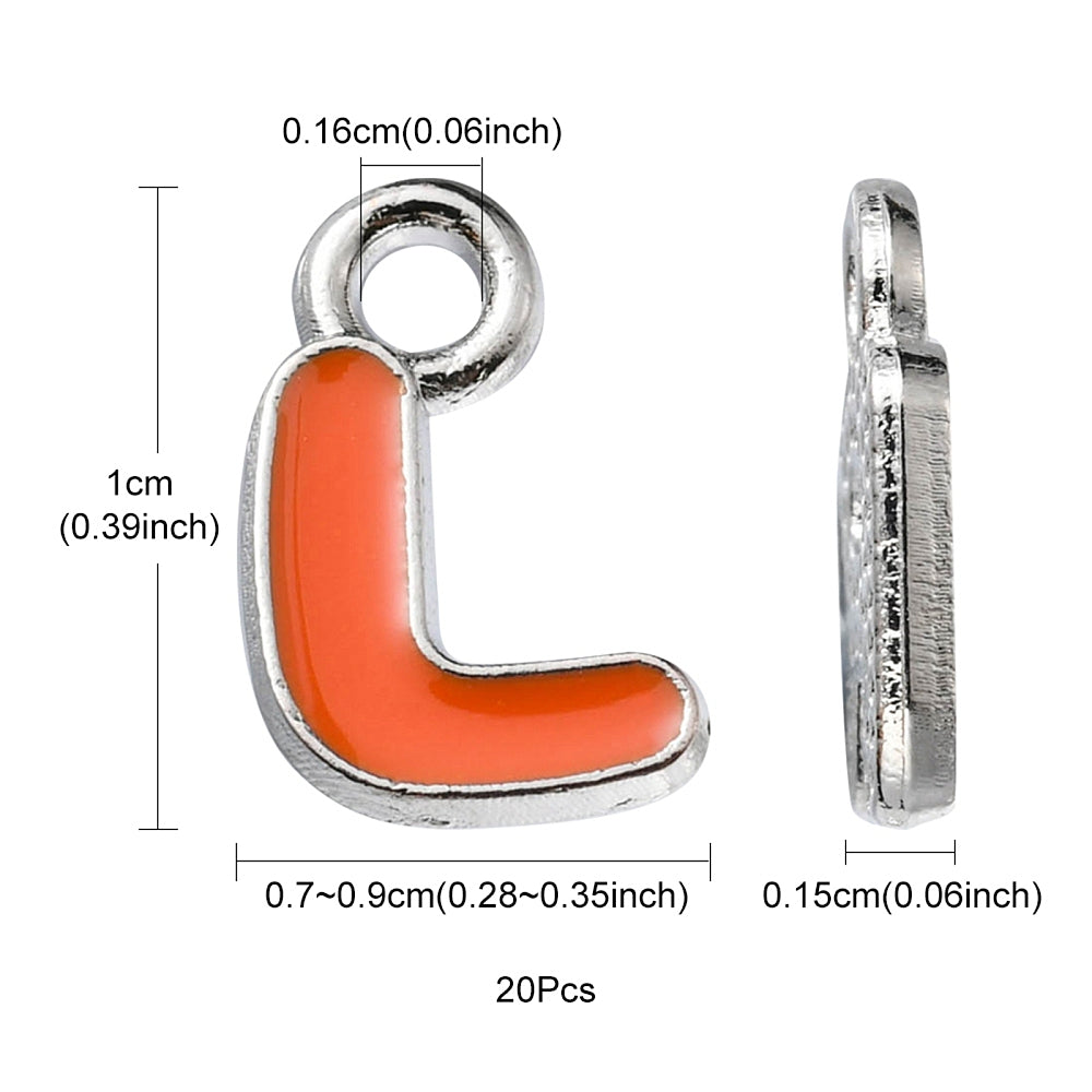 Färgglada Bokstavsberlocker i Mixade färger, 20-pack