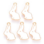 Emaljberlocker Vita Kaniner 17x11mm, 5-pack