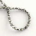 Små Fasetterade Biconformade Glaspärlor 3x3,5mm Silverpläterade, 1 sträng (ca 105st)