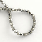 Små Fasetterade Biconformade Glaspärlor 3x3,5mm Silverpläterade, 1 sträng (ca 105st)