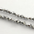 Små Fasetterade Biconformade Glaspärlor 3x3,5mm Silverpläterade, 1 sträng (ca 105st)