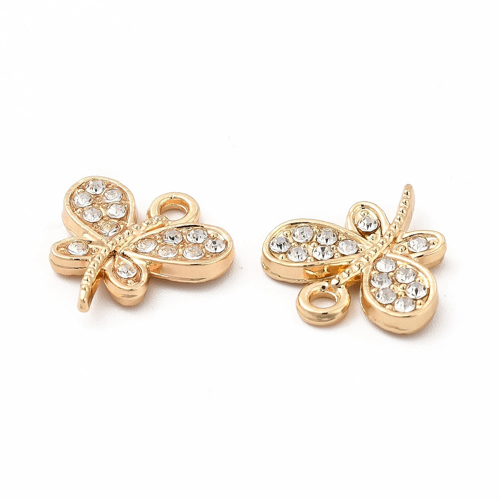 Berlocker Fjärilar med strass 14,5x14mm, 2st