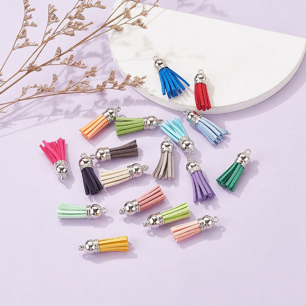 Tofsberlocker 35x10mm Tassels i Mixade Slumpade Färger, 10-pack