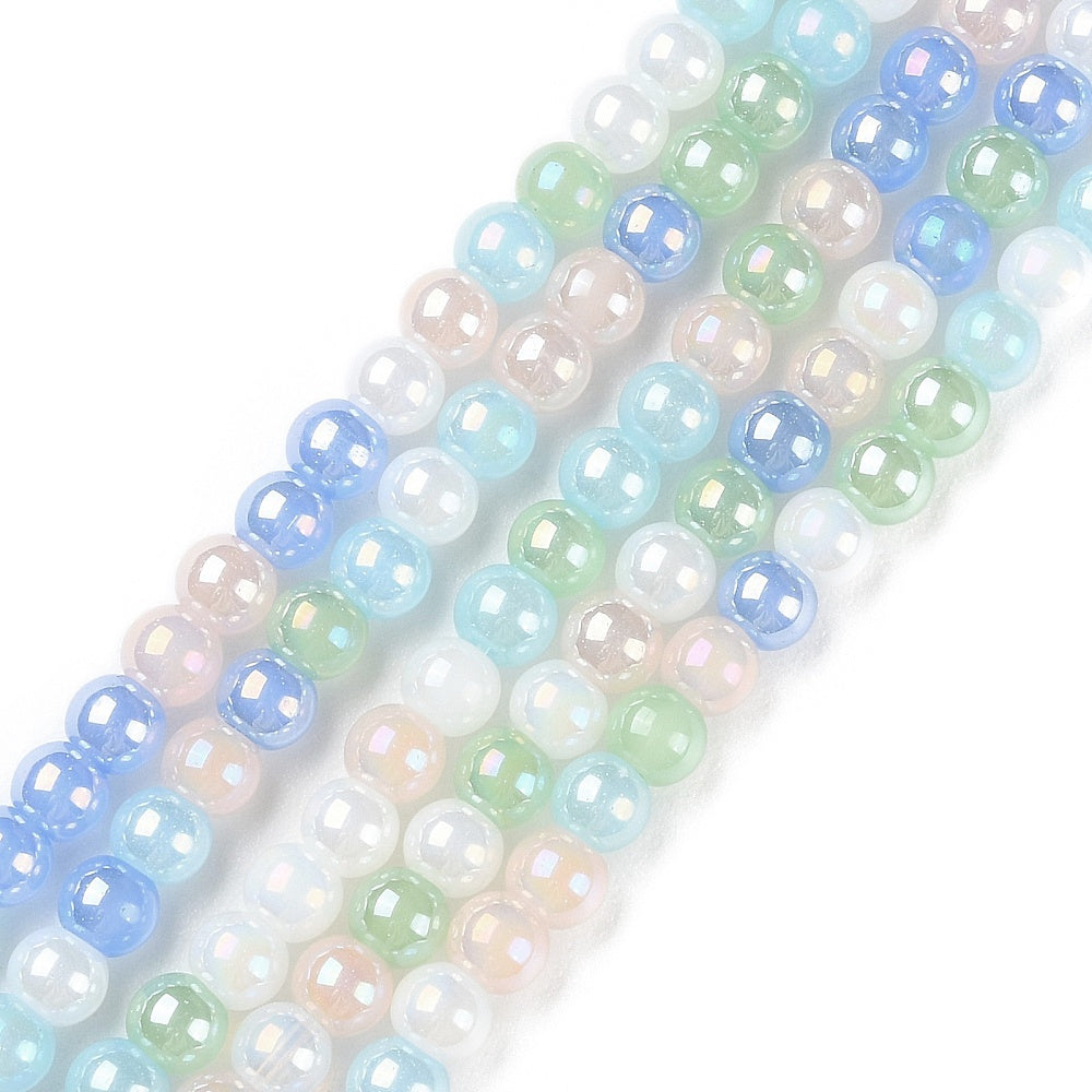 Glaspärlor Små 4mm Elektropläterade Pastell Norrsken, 1 sträng