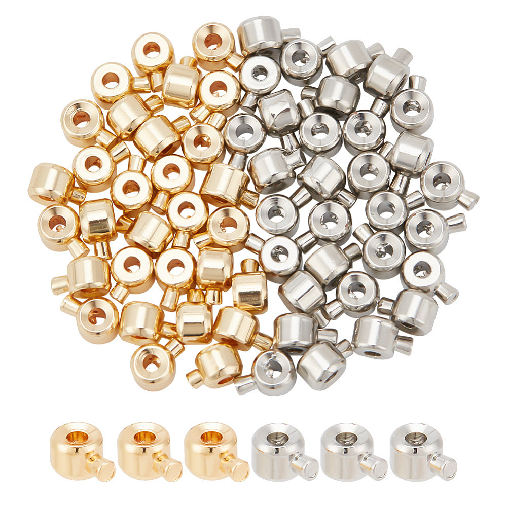 Klämpärlor Kolumn 3,5x4,5mm Crimp beads Guld & Platinum, 12-pack
