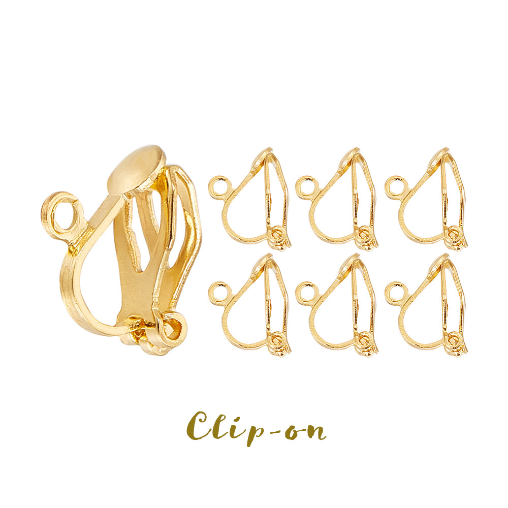 Clip-on örhängen för öron utan hål Guldtonad Mässing, 8st