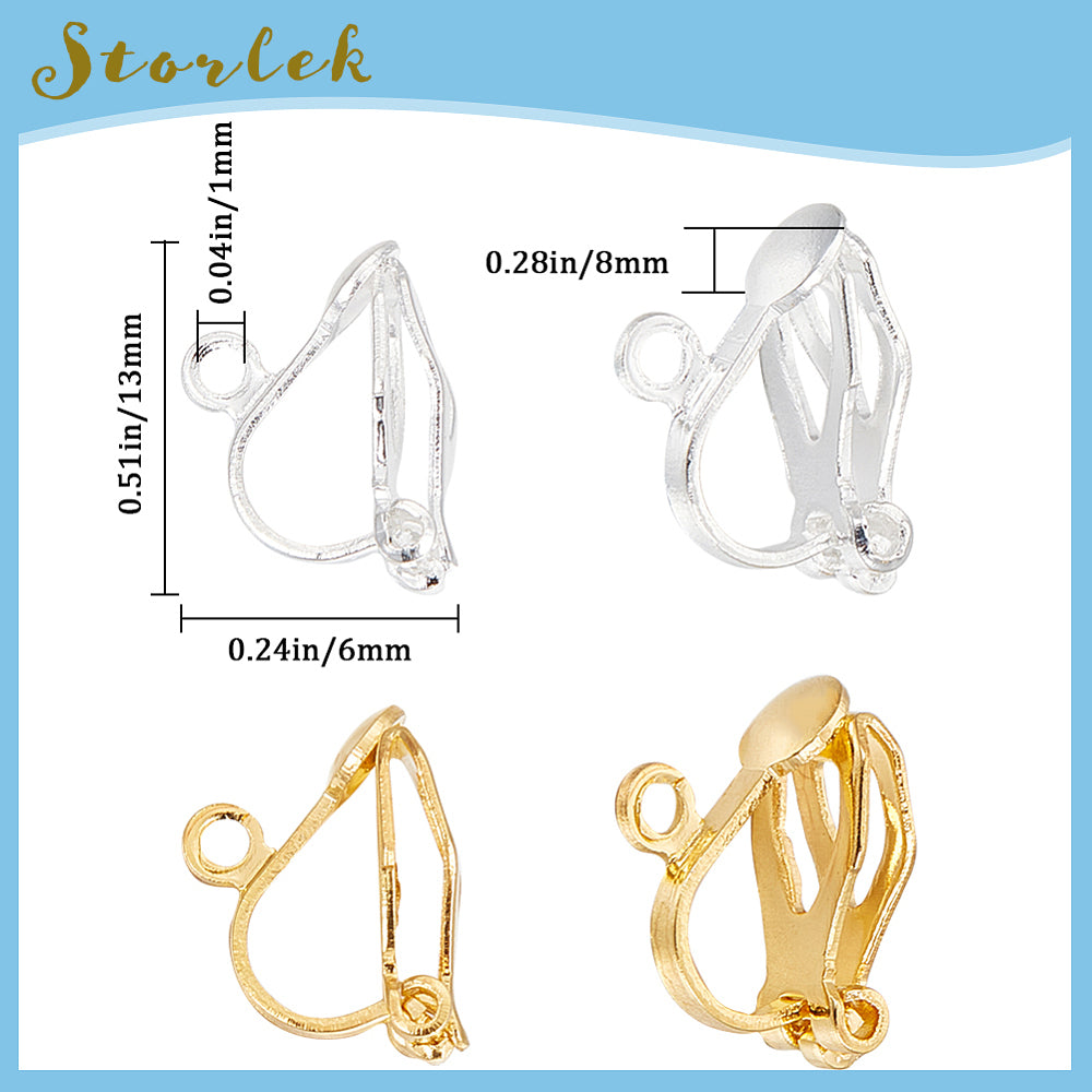 Clip-on örhängen för öron utan hål Guldtonad Mässing, 8st