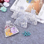 Organzapåsar ca 12x10cm Rosenmönster Vit, 6-pack