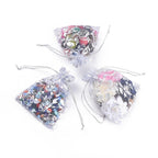 Organzapåsar ca 12x10cm Rosenmönster Vit, 6-pack