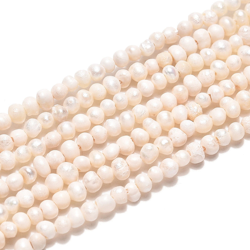 Äkta Sötvattenpärlor Pyttesmå 1,5-2,5mm x 1,5-4,5mm Beige Potatisformade, 1 sträng (ca 180st)