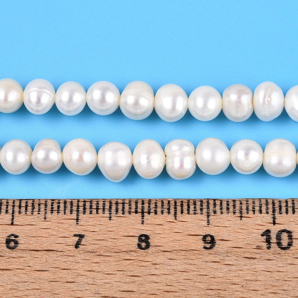 Äkta Sötvattenpärlor 5-6mm Creamy White Potatisformade, 10st