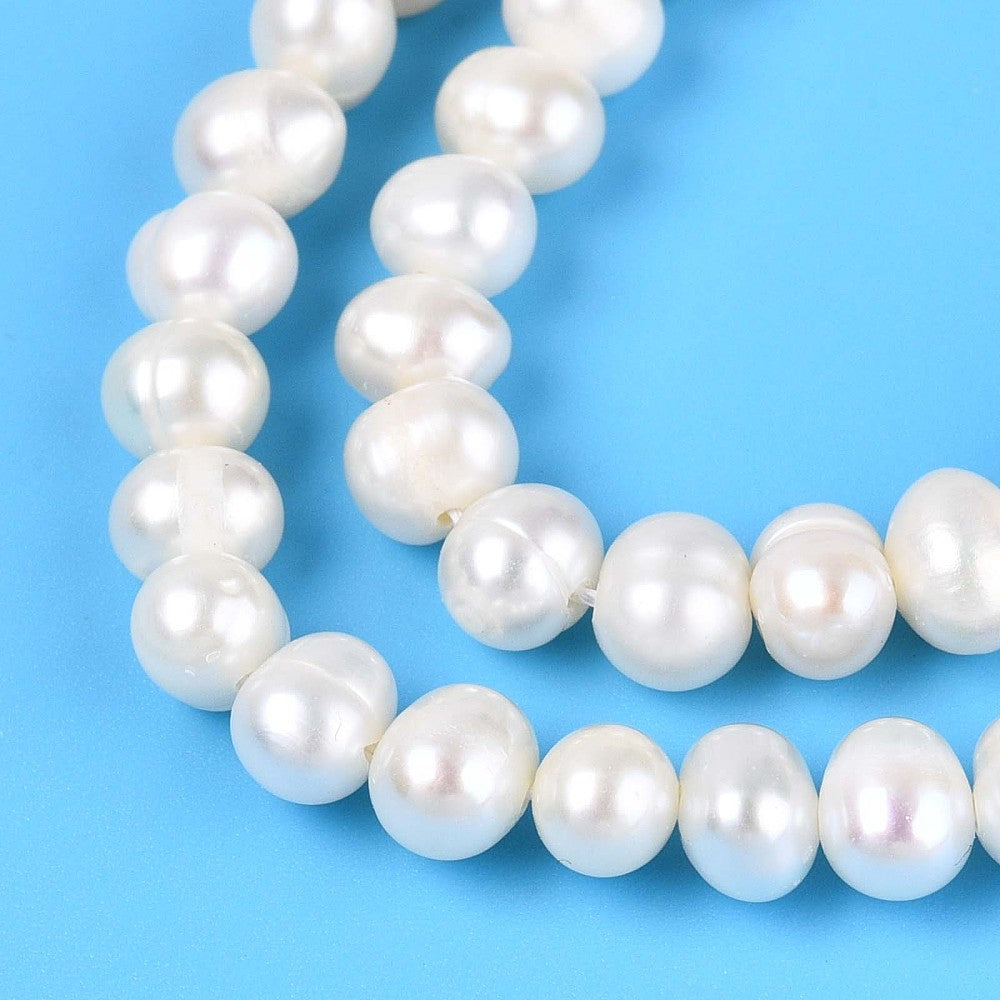 Äkta Sötvattenpärlor 5-6mm Creamy White Potatisformade, 10st