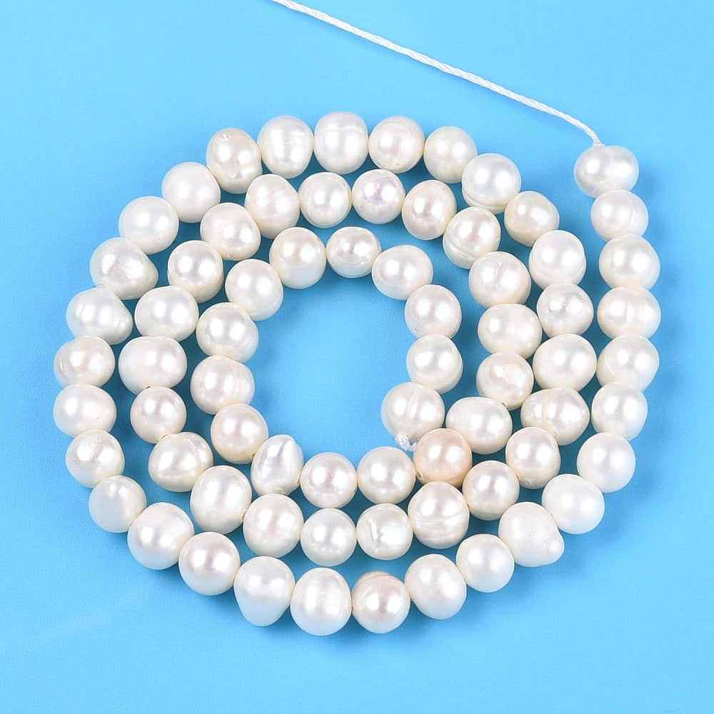 Äkta Sötvattenpärlor 5-6mm Creamy White Potatisformade, 10st