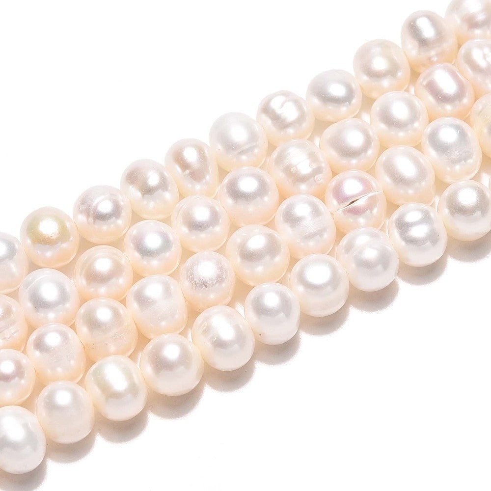 Äkta Sötvattenpärlor 5-6mm Creamy White Potatisformade, 10st