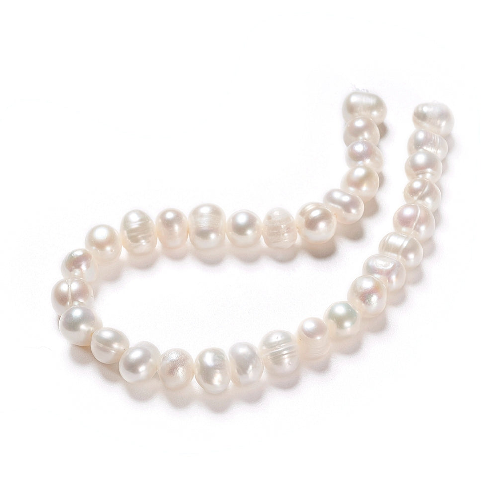 Äkta Sötvattenpärlor 6-8mm Antikvit Rondell, 1 sträng (ca 30st)