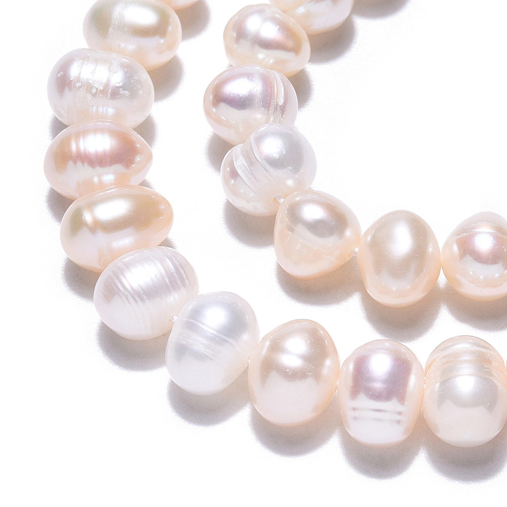 Äkta Sötvattenpärlor 6,5-7,5mm  Vit snäckskalsnyans Potatisform, 20-pack