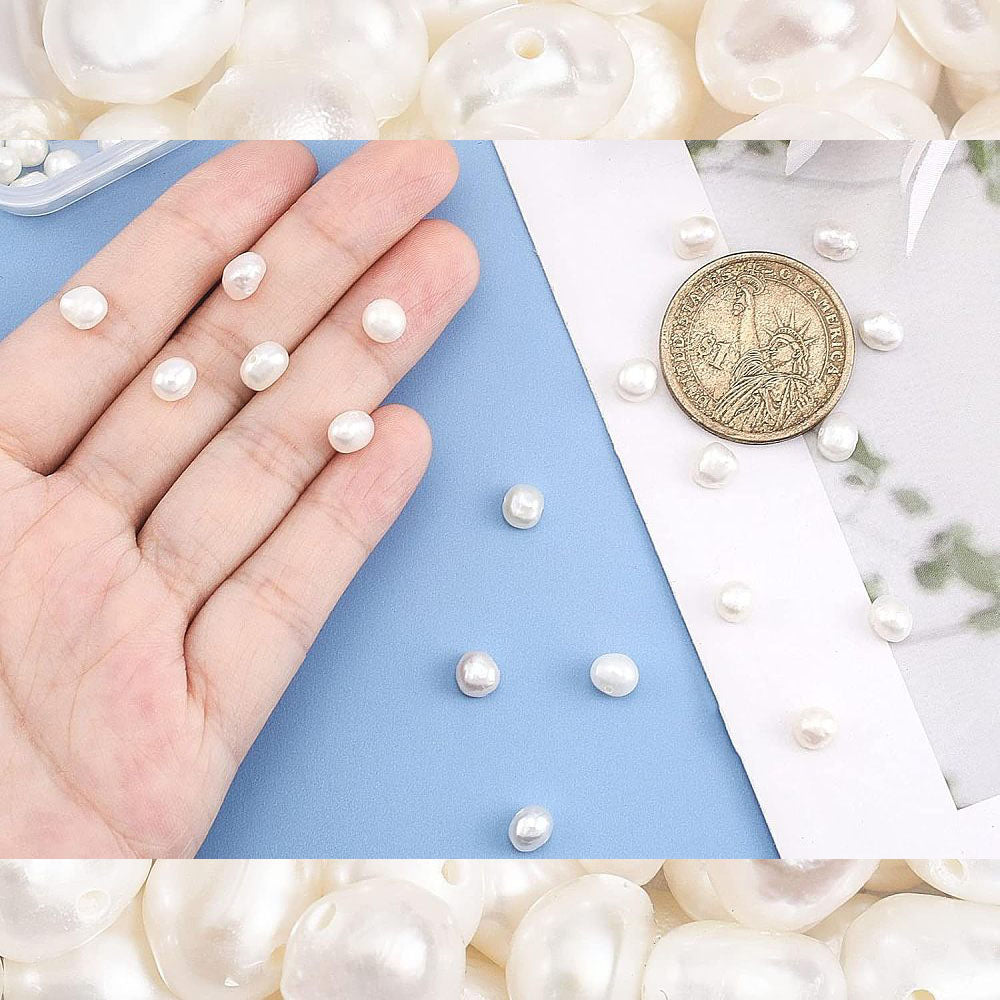 Äkta Sötvattenpärlor 5-6mm Creamy White Grade A Two Side Polished, 20-pack