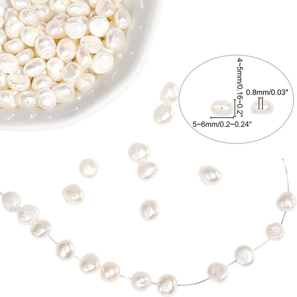 Äkta Sötvattenpärlor 5-6mm Creamy White Grade A Two Side Polished, 20-pack