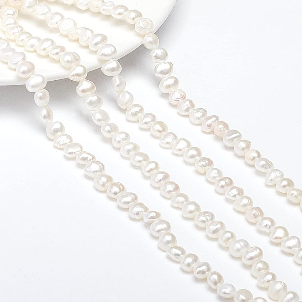 Äkta Sötvattenpärlor 5-6mm Creamy White Grade A Two Side Polished, 20-pack