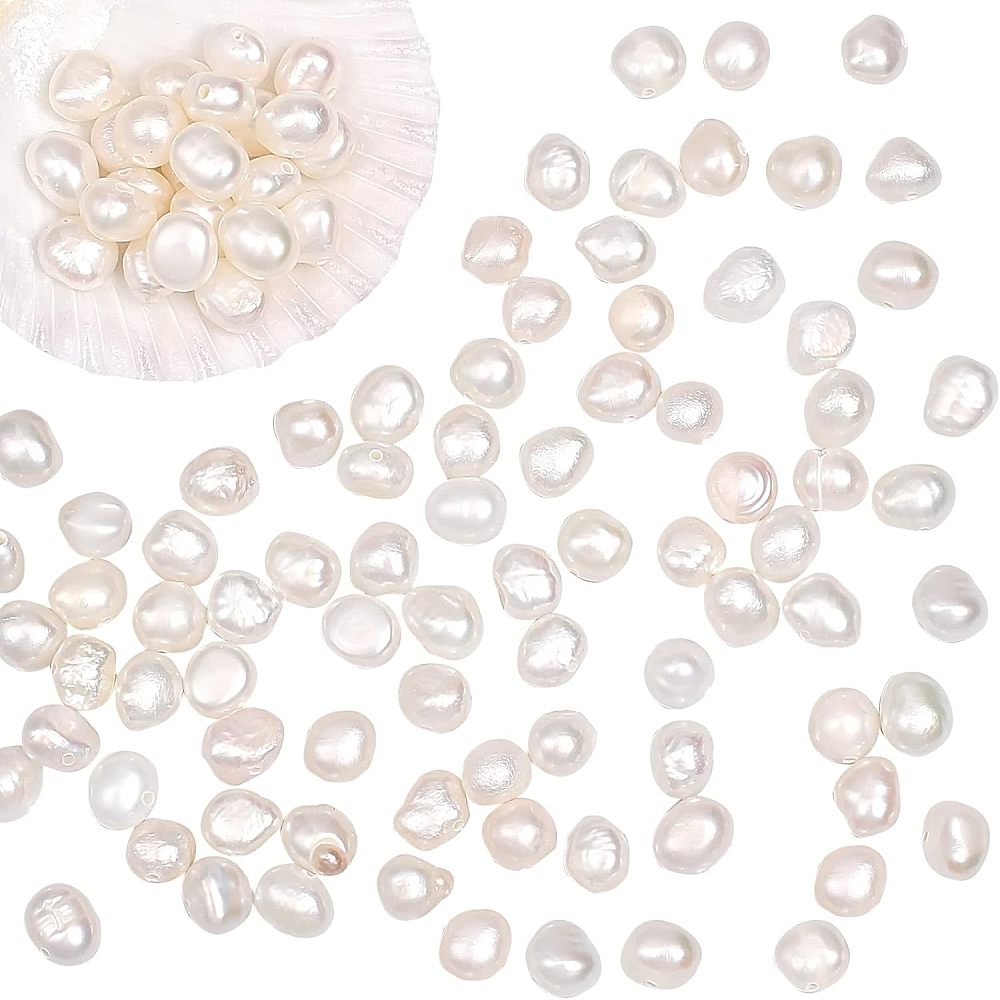 Äkta Sötvattenpärlor 5-6mm Creamy White Grade A Two Side Polished, 20-pack