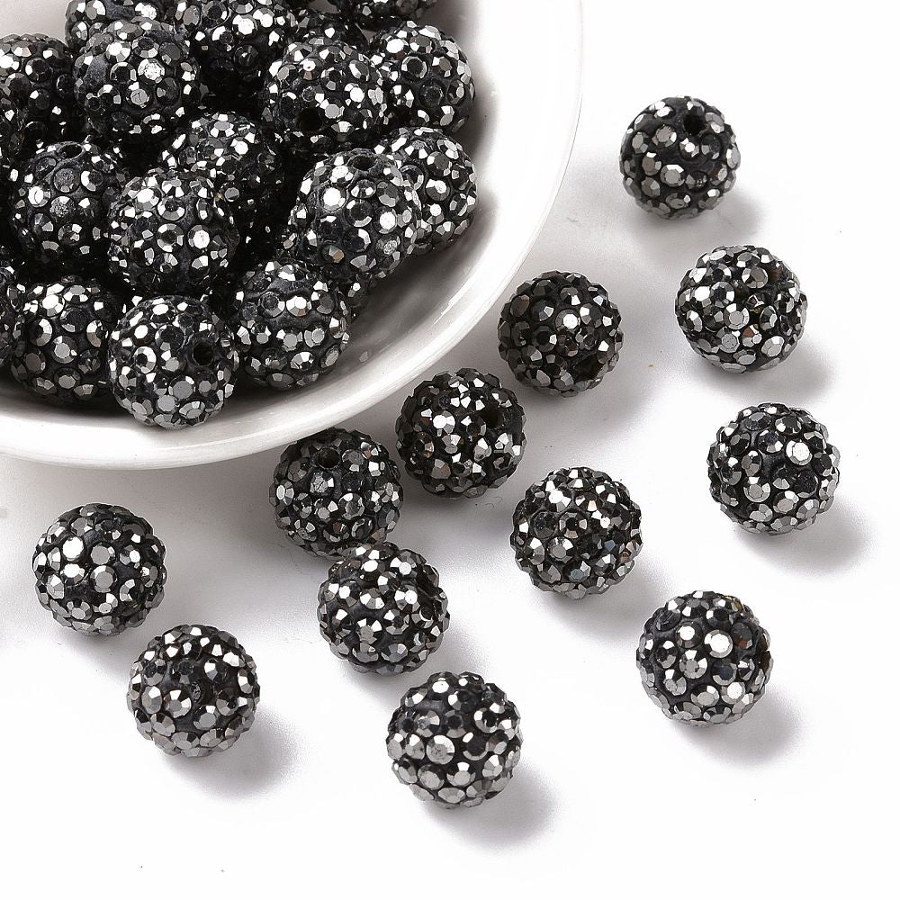 Strasspärlor Discobollar 10mm Hematit, 10-pack