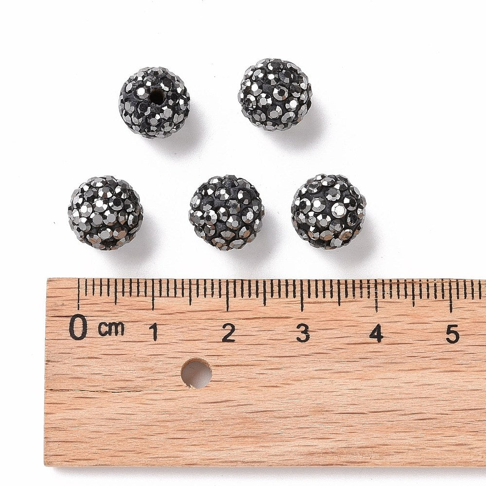 Strasspärlor Discobollar 10mm Hematit, 10-pack