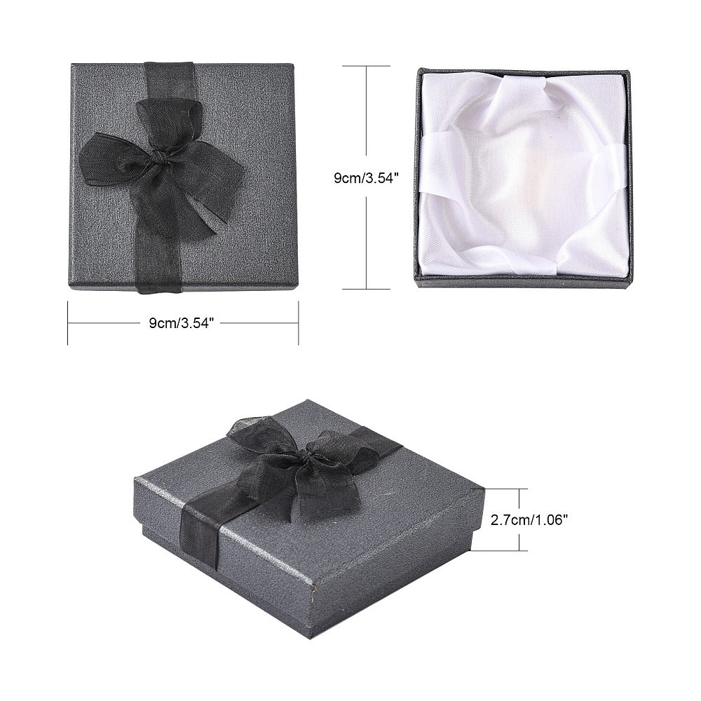 Svart Presentask med Rosett – Perfekt för Armband & Bangles, 1st