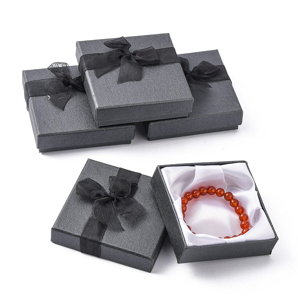 Svart Presentask med Rosett – Perfekt för Armband & Bangles, 1st