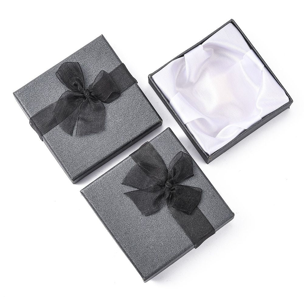 Svart Presentask med Rosett – Perfekt för Armband & Bangles, 1st