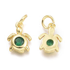 Berlock Hänge 18K Guldpläterad Sköldpadda i Mässing med Grön Cubic Zirconiasten, 1st