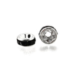Strassrondeller 6mm Svart strass Silverpläterade, 20-pack