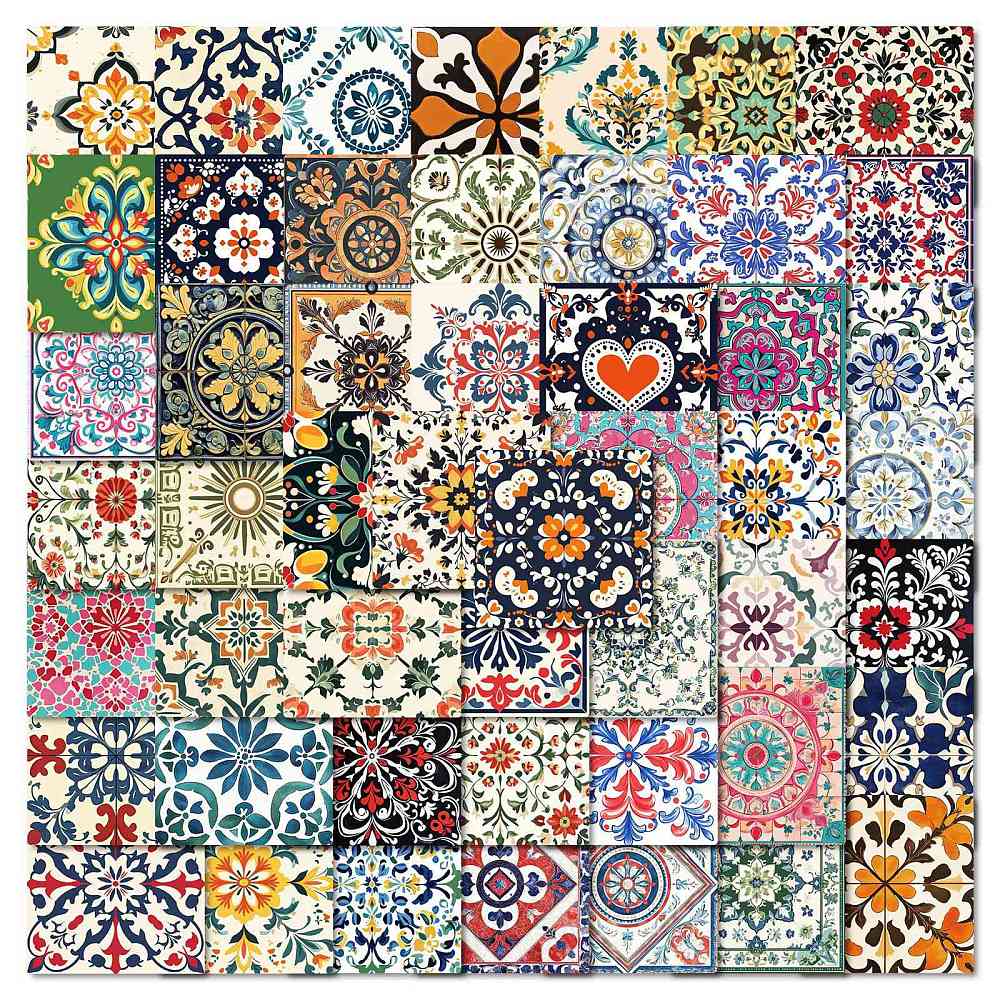 Klistermärken 46x46mm Kakelplattstema, 50st