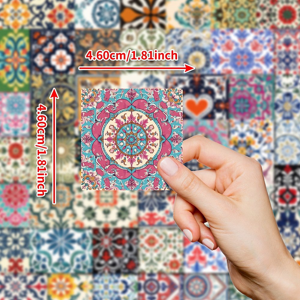 Klistermärken 46x46mm Kakelplattstema, 50st