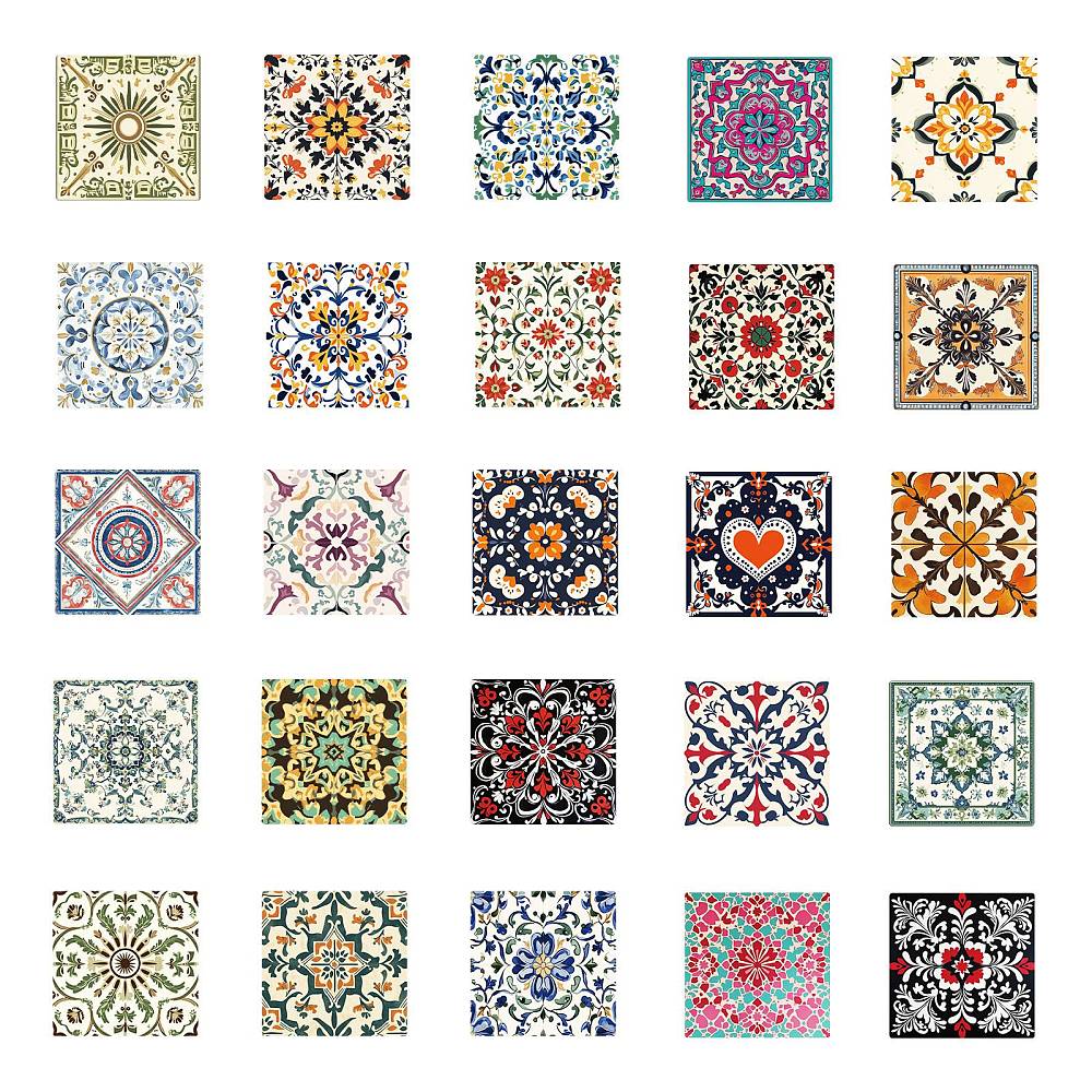Klistermärken 46x46mm Kakelplattstema, 50st