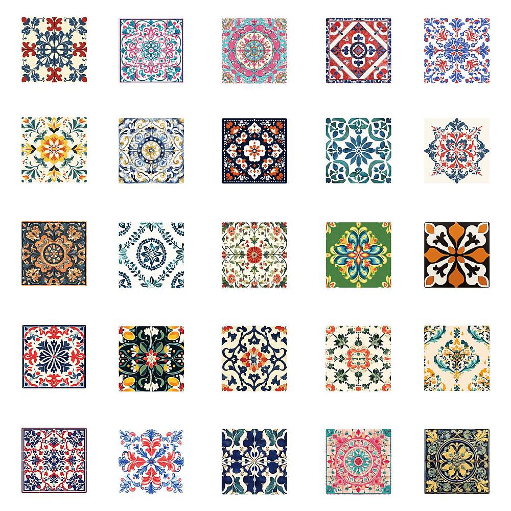 Klistermärken 46x46mm Kakelplattstema, 50st