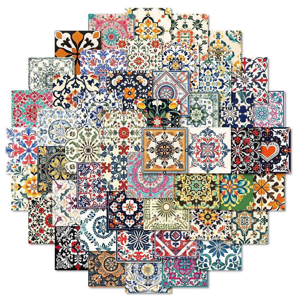 Klistermärken 46x46mm Kakelplattstema, 50st