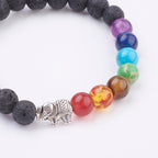 Chakraarmband med lavastenar och halvädelstenar – stretcharmband med elefant, 1st (18cm)