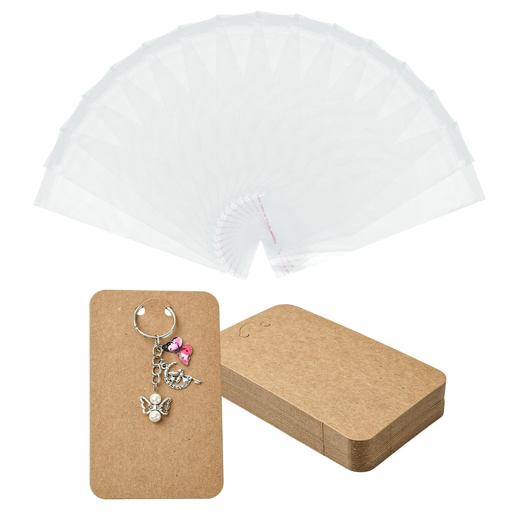 Nyckelrings-Smyckeskort Displaykort 12x7,5cm + Cellofanpåsar, 10-pack
