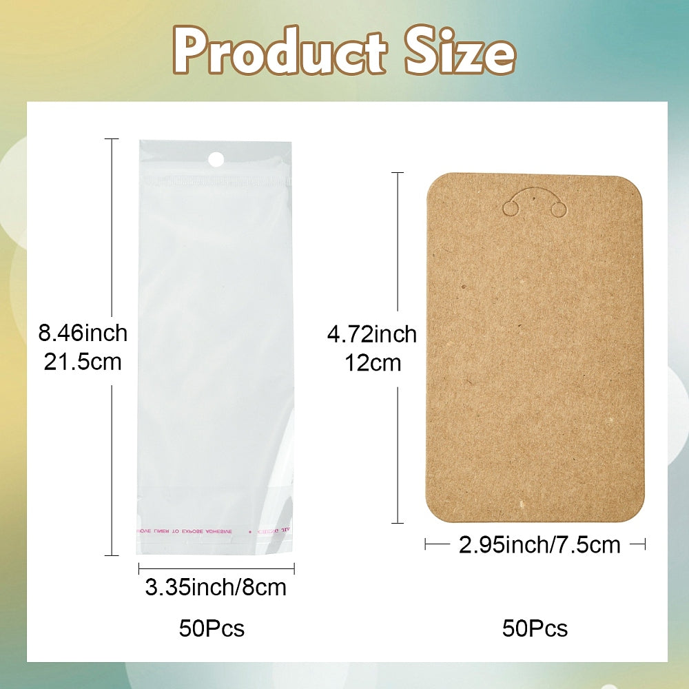 Nyckelrings-Smyckeskort Displaykort 12x7,5cm + Cellofanpåsar, 10-pack