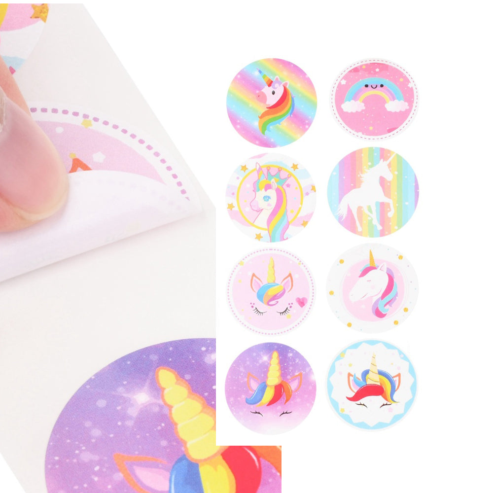 Klistermärken 2,5cm Enhörning Häst Pastellfärger, 48st