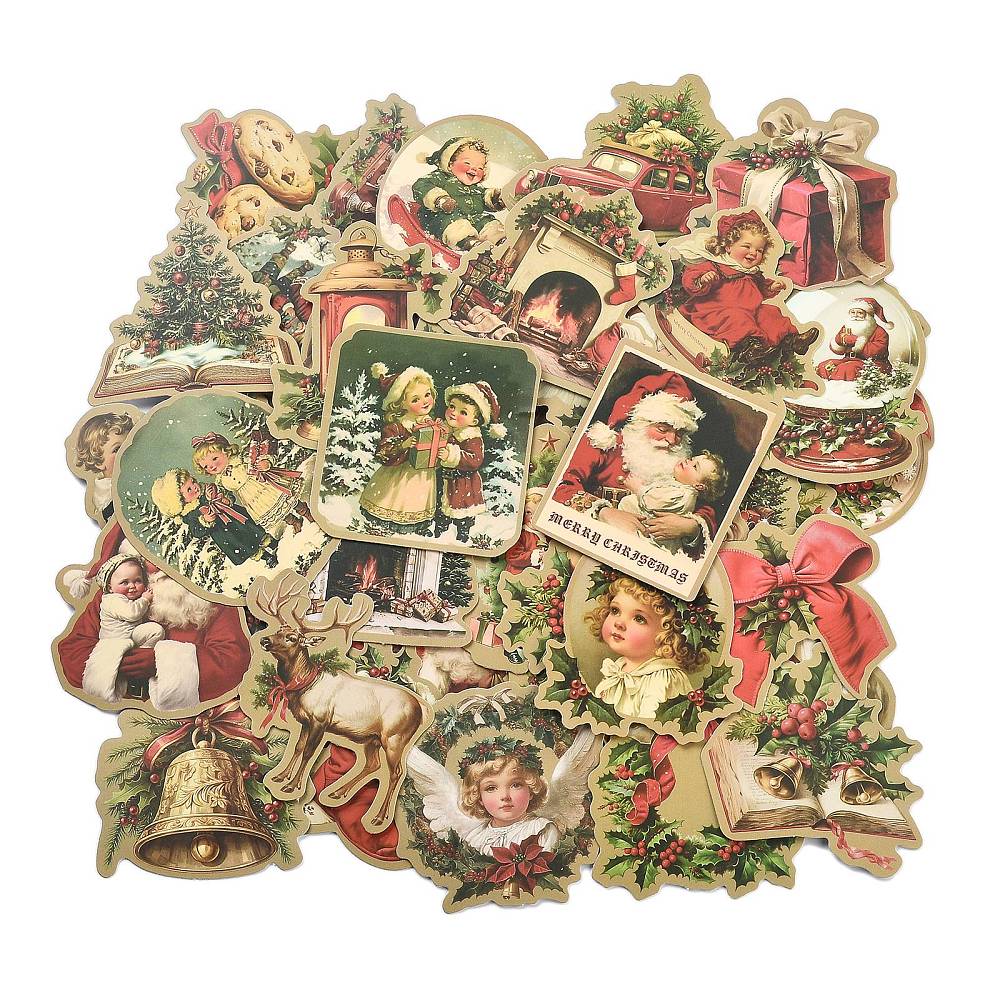 Klistermärken Vackra Retro Julmotiv, 50st olika motiv