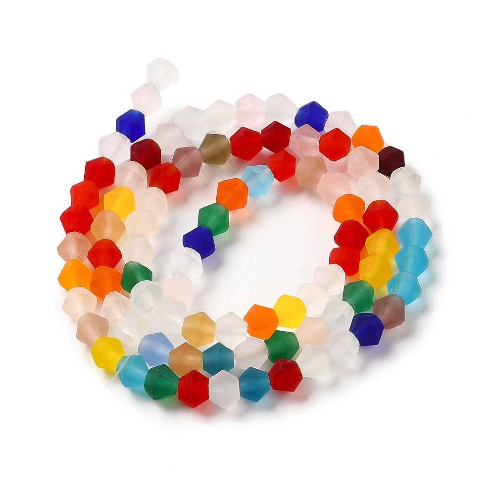 Frostade Facetterade Glaspärlor 4,5mm biconformade, 1 sträng (ca 30cm)