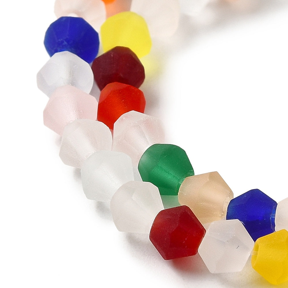 Frostade Facetterade Glaspärlor 4,5mm biconformade, 1 sträng (ca 30cm)