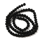 Frostade Facetterade Svarta Glaspärlor 4,5mm biconformade, 1 sträng (ca 30cm)