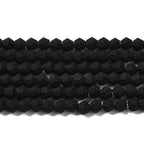 Frostade Facetterade Svarta Glaspärlor 4,5mm biconformade, 1 sträng (ca 30cm)