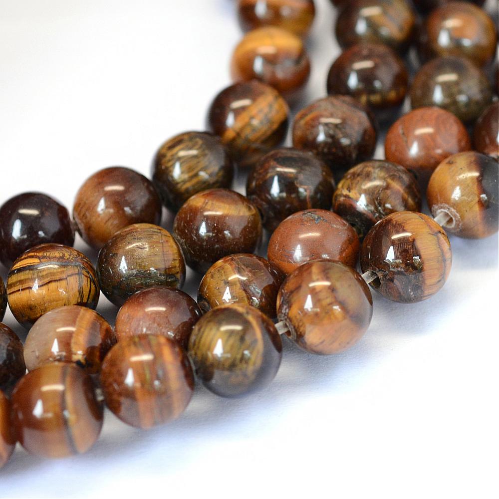 Tigeröga Tiger Eye 6mm Naturliga Ädelstenar, 1 sträng (ca 38cm)