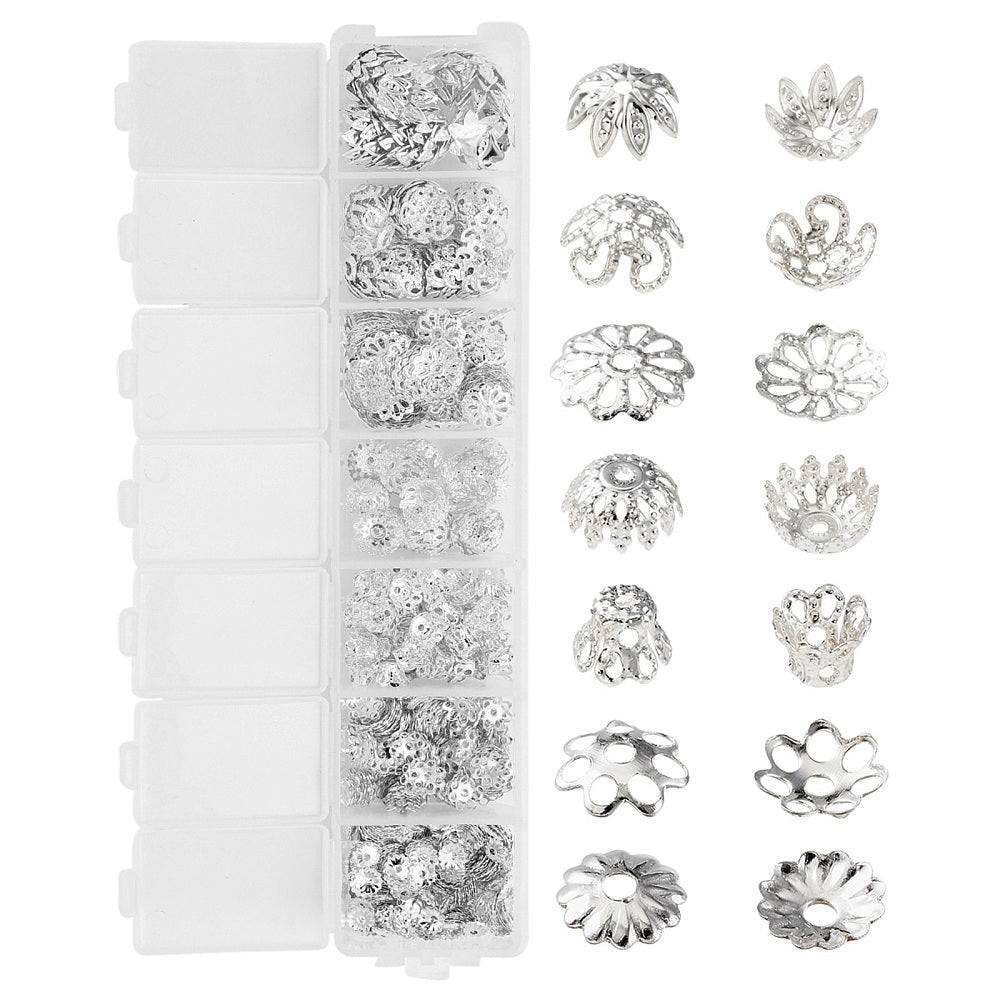 Pärlhattar Silverfärgade i mix 755st i Praktisk Förvaringsbox, 1 BOX (755st)