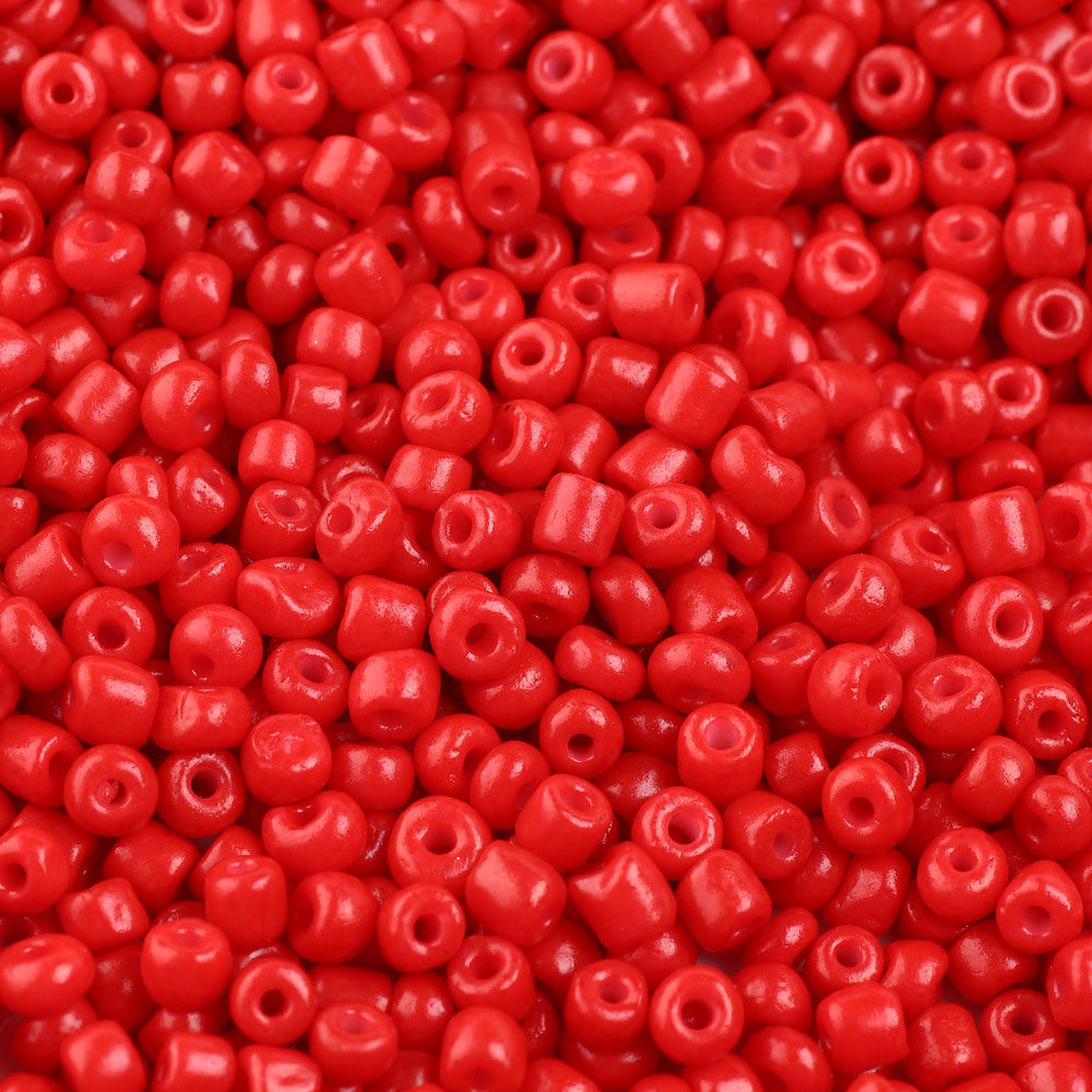 Seed Beads 4-5mm (6/0) Röd Ugnshärdad, 30 gram (ca 350st)