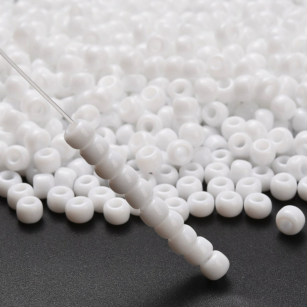 TOHO Japanska Seed Beads 5,5mm (3/0) Vita Opaque White, 60st + 10ml Glasburk