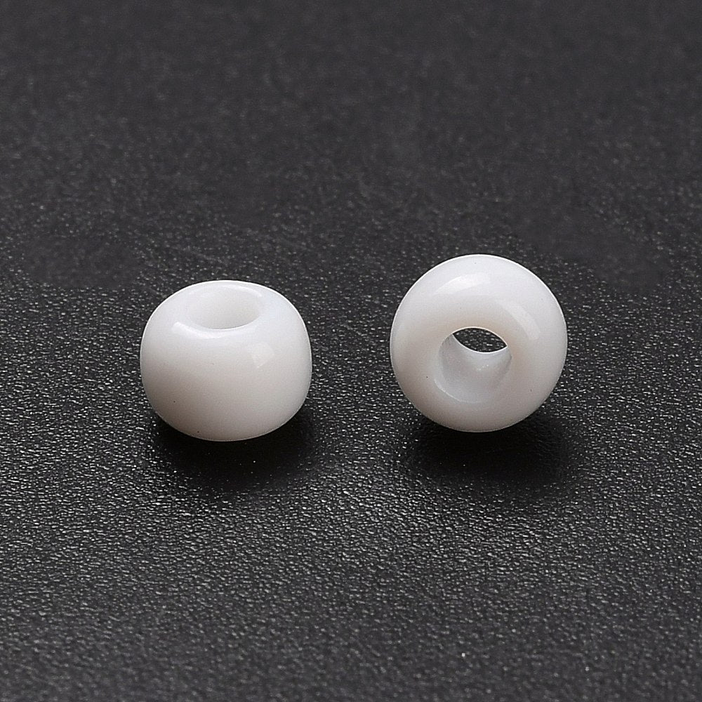 TOHO Japanska Seed Beads 5,5mm (3/0) Vita Opaque White, 60st + 10ml Glasburk